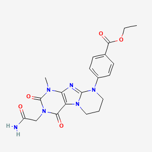B2763725 ethyl 4-[3-(2-amino-2-oxoethyl)-1-methyl-2,4-dioxo-7,8-dihydro-6H-purino[7,8-a]pyrimidin-9-yl]benzoate CAS No. 893956-65-5