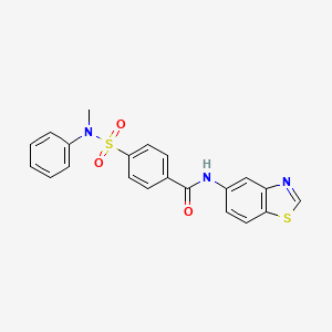 molecular formula C21H17N3O3S2 B2763777 N-(1,3-benzothiazol-5-yl)-4-[methyl(phenyl)sulfamoyl]benzamide CAS No. 941966-32-1