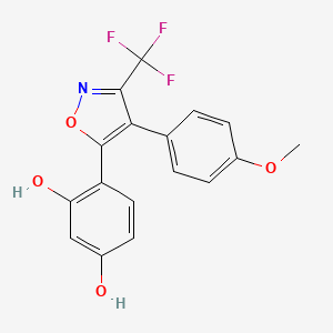 molecular formula C17H12F3NO4 B2763801 4-[4-(4-Methoxyphenyl)-3-(trifluoromethyl)-1,2-oxazol-5-yl]benzene-1,3-diol CAS No. 879564-46-2
