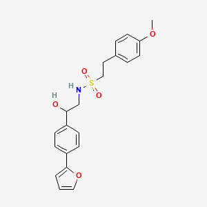 molecular formula C21H23NO5S B2763813 N-{2-[4-(furan-2-yl)phenyl]-2-hydroxyethyl}-2-(4-methoxyphenyl)ethane-1-sulfonamide CAS No. 2097922-38-6