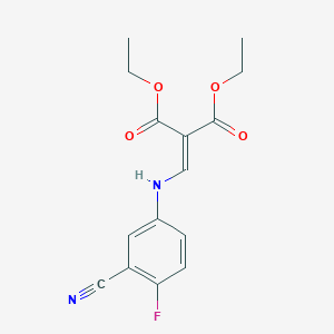 molecular formula C15H15FN2O4 B2763829 Diethyl 2-((3-cyano-4-fluorophenylamino)methylene)malonate CAS No. 134811-49-7