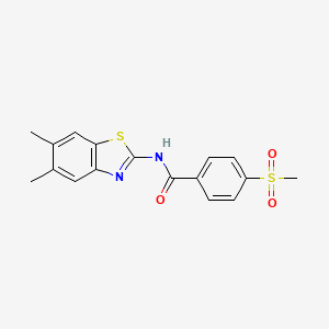 molecular formula C17H16N2O3S2 B2763857 N-(5,6-dimethyl-1,3-benzothiazol-2-yl)-4-methanesulfonylbenzamide CAS No. 886931-93-7