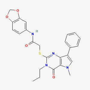 molecular formula C25H24N4O4S B2763862 N-(2H-1,3-benzodioxol-5-yl)-2-({5-methyl-4-oxo-7-phenyl-3-propyl-3H,4H,5H-pyrrolo[3,2-d]pyrimidin-2-yl}sulfanyl)acetamide CAS No. 1111981-42-0