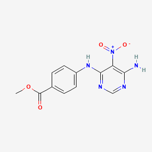 molecular formula C12H11N5O4 B2763879 Methyl 4-[(6-amino-5-nitropyrimidin-4-yl)amino]benzoate CAS No. 450345-15-0