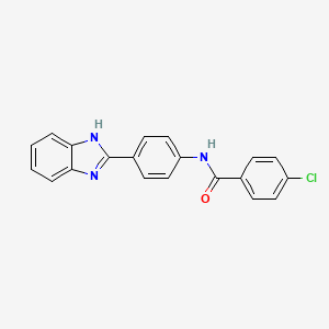 molecular formula C20H14ClN3O B2763912 N-[4-(1H-Benzimidazol-2-yl)phenyl]-4-chlorobenzamide CAS No. 314769-80-7
