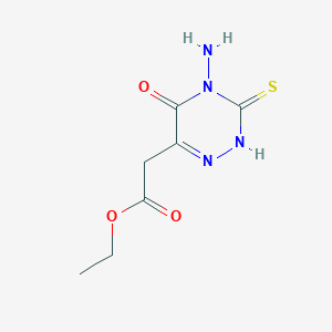 molecular formula C7H10N4O3S B2764012 ethyl 2-(4-amino-5-oxo-3-sulfanyl-4,5-dihydro-1,2,4-triazin-6-yl)acetate CAS No. 22278-65-5