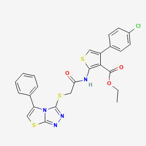 Ethyl 4-(4-chlorophenyl)-2-(2-((5-phenylthiazolo[2,3-c][1,2,4]triazol-3-yl)thio)acetamido)thiophene-3-carboxylate