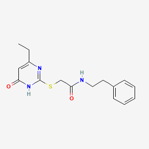 molecular formula C16H19N3O2S B2764095 2-[(6-ethyl-4-oxo-1,4-dihydropyrimidin-2-yl)sulfanyl]-N-(2-phenylethyl)acetamide CAS No. 900007-71-8