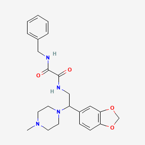 molecular formula C23H28N4O4 B2764185 N-[2-(2H-1,3-benzodioxol-5-yl)-2-(4-methylpiperazin-1-yl)ethyl]-N'-benzylethanediamide CAS No. 896335-11-8