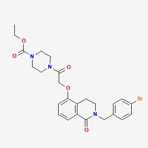 molecular formula C25H28BrN3O5 B2764297 ethyl 4-[2-({2-[(4-bromophenyl)methyl]-1-oxo-1,2,3,4-tetrahydroisoquinolin-5-yl}oxy)acetyl]piperazine-1-carboxylate CAS No. 850904-23-3