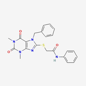 2-(7-benzyl-1,3-dimethyl-2,6-dioxopurin-8-yl)sulfanyl-N-phenylacetamide