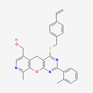 (7-{[(4-Ethenylphenyl)methyl]sulfanyl}-14-methyl-5-(2-methylphenyl)-2-oxa-4,6,13-triazatricyclo[8.4.0.0^{3,8}]tetradeca-1(10),3(8),4,6,11,13-hexaen-11-yl)methanol