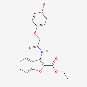 molecular formula C19H16FNO5 B2764319 ethyl 3-[2-(4-fluorophenoxy)acetamido]-1-benzofuran-2-carboxylate CAS No. 847406-63-7