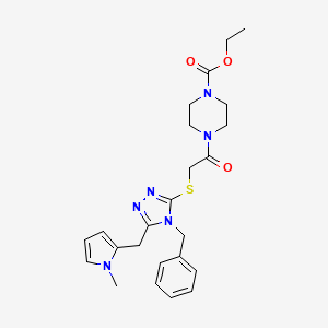 ethyl 4-(2-((4-benzyl-5-((1-methyl-1H-pyrrol-2-yl)methyl)-4H-1,2,4-triazol-3-yl)thio)acetyl)piperazine-1-carboxylate