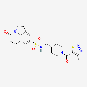 B2764371 N-((1-(4-methyl-1,2,3-thiadiazole-5-carbonyl)piperidin-4-yl)methyl)-4-oxo-2,4,5,6-tetrahydro-1H-pyrrolo[3,2,1-ij]quinoline-8-sulfonamide CAS No. 1797127-25-3