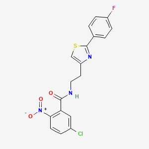 molecular formula C18H13ClFN3O3S B2764393 5-chloro-N-(2-(2-(4-fluorophenyl)thiazol-4-yl)ethyl)-2-nitrobenzamide CAS No. 923113-13-7