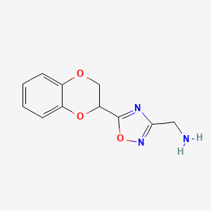 B2764399 [5-(2,3-Dihydro-1,4-benzodioxin-2-yl)-1,2,4-oxadiazol-3-yl]methanamine CAS No. 1292109-50-2