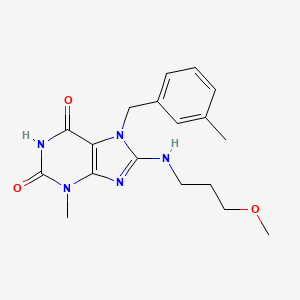 molecular formula C18H23N5O3 B2764405 8-((3-methoxypropyl)amino)-3-methyl-7-(3-methylbenzyl)-1H-purine-2,6(3H,7H)-dione CAS No. 442864-99-5