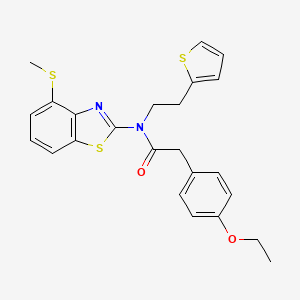 molecular formula C24H24N2O2S3 B2764412 2-(4-ethoxyphenyl)-N-(4-(methylthio)benzo[d]thiazol-2-yl)-N-(2-(thiophen-2-yl)ethyl)acetamide CAS No. 923395-34-0