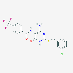 N-(4-amino-2-((3-chlorobenzyl)thio)-6-oxo-1,6-dihydropyrimidin-5-yl)-4-(trifluoromethyl)benzamide