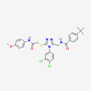molecular formula C29H29Cl2N5O3S B2764417 4-tert-butyl-N-[[4-(3,4-dichlorophenyl)-5-[2-(4-methoxyanilino)-2-oxoethyl]sulfanyl-1,2,4-triazol-3-yl]methyl]benzamide CAS No. 389070-72-8