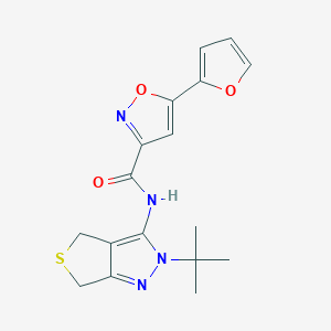 molecular formula C17H18N4O3S B2764421 N-(2-(tert-butyl)-4,6-dihydro-2H-thieno[3,4-c]pyrazol-3-yl)-5-(furan-2-yl)isoxazole-3-carboxamide CAS No. 1219912-79-4