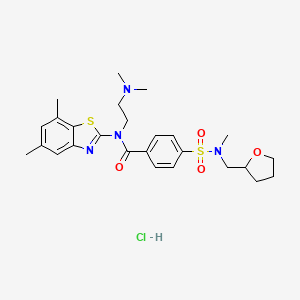N-(2-(dimethylamino)ethyl)-N-(5,7-dimethylbenzo[d]thiazol-2-yl)-4-(N-methyl-N-((tetrahydrofuran-2-yl)methyl)sulfamoyl)benzamide hydrochloride