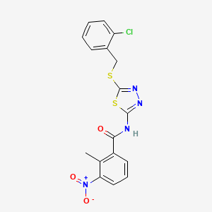 molecular formula C17H13ClN4O3S2 B2764541 N-(5-((2-chlorobenzyl)thio)-1,3,4-thiadiazol-2-yl)-2-methyl-3-nitrobenzamide CAS No. 868973-64-2