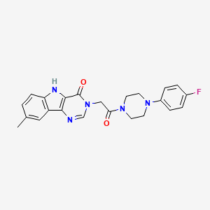 molecular formula C23H22FN5O2 B2764577 3-{2-[4-(4-fluorophenyl)piperazin-1-yl]-2-oxoethyl}-8-methyl-3H,4H,5H-pyrimido[5,4-b]indol-4-one CAS No. 1105246-33-0