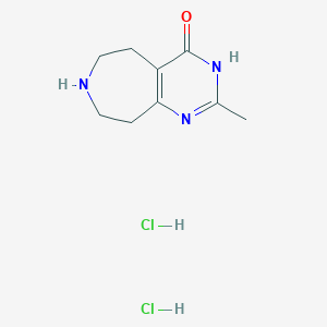 molecular formula C9H15Cl2N3O B2764582 2-Methyl-3,5,6,7,8,9-hexahydropyrimido[4,5-d]azepin-4-one;dihydrochloride CAS No. 2503208-87-3
