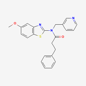 molecular formula C23H21N3O2S B2764586 N-(5-methoxy-1,3-benzothiazol-2-yl)-3-phenyl-N-[(pyridin-3-yl)methyl]propanamide CAS No. 895414-80-9