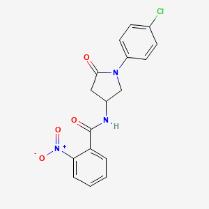 molecular formula C17H14ClN3O4 B2764633 N-[1-(4-chlorophenyl)-5-oxopyrrolidin-3-yl]-2-nitrobenzamide CAS No. 896300-37-1