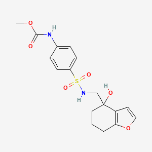 molecular formula C17H20N2O6S B2764661 methyl (4-(N-((4-hydroxy-4,5,6,7-tetrahydrobenzofuran-4-yl)methyl)sulfamoyl)phenyl)carbamate CAS No. 2309346-77-6