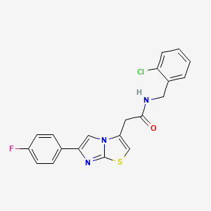 molecular formula C20H15ClFN3OS B2764665 N-[(2-chlorophenyl)methyl]-2-[6-(4-fluorophenyl)imidazo[2,1-b][1,3]thiazol-3-yl]acetamide CAS No. 897464-82-3