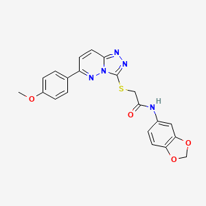 molecular formula C21H17N5O4S B2764683 N-(benzo[d][1,3]dioxol-5-yl)-2-((6-(4-methoxyphenyl)-[1,2,4]triazolo[4,3-b]pyridazin-3-yl)thio)acetamide CAS No. 894051-25-3