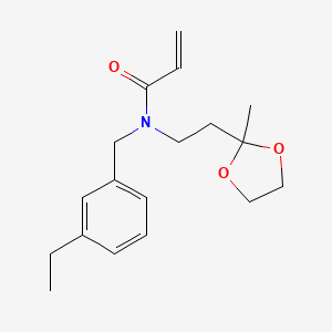 molecular formula C18H25NO3 B2764691 N-[(3-Ethylphenyl)methyl]-N-[2-(2-methyl-1,3-dioxolan-2-yl)ethyl]prop-2-enamide CAS No. 2411263-94-8