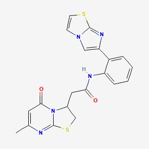 molecular formula C20H17N5O2S2 B2764693 N-(2-(imidazo[2,1-b]thiazol-6-yl)phenyl)-2-(7-methyl-5-oxo-3,5-dihydro-2H-thiazolo[3,2-a]pyrimidin-3-yl)acetamide CAS No. 1798637-39-4
