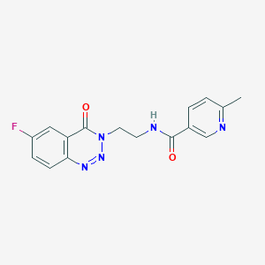 molecular formula C16H14FN5O2 B2764695 N-(2-(6-fluoro-4-oxobenzo[d][1,2,3]triazin-3(4H)-yl)ethyl)-6-methylnicotinamide CAS No. 1903635-02-8