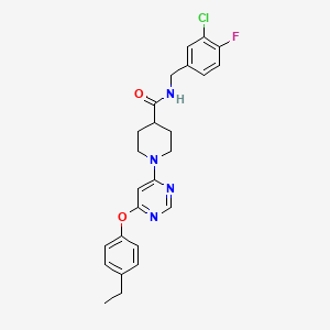molecular formula C25H26ClFN4O2 B2764765 N-[(3-chloro-4-fluorophenyl)methyl]-1-[6-(4-ethylphenoxy)pyrimidin-4-yl]piperidine-4-carboxamide CAS No. 1115999-13-7