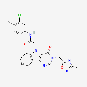 molecular formula C24H21ClN6O3 B2764777 N-(3-chloro-4-methylphenyl)-2-{8-methyl-3-[(3-methyl-1,2,4-oxadiazol-5-yl)methyl]-4-oxo-3H,4H,5H-pyrimido[5,4-b]indol-5-yl}acetamide CAS No. 1111988-81-8