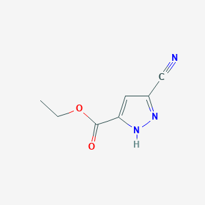 molecular formula C7H7N3O2 B2764781 Ethyl 5-cyano-1H-pyrazole-3-carboxylate CAS No. 1809384-28-8