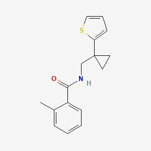 molecular formula C16H17NOS B2764786 2-methyl-N-((1-(thiophen-2-yl)cyclopropyl)methyl)benzamide CAS No. 1207034-30-7