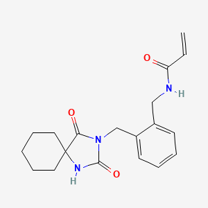 molecular formula C19H23N3O3 B2764798 N-{[2-({2,4-dioxo-1,3-diazaspiro[4.5]decan-3-yl}methyl)phenyl]methyl}prop-2-enamide CAS No. 2094324-11-3
