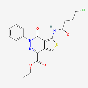 molecular formula C19H18ClN3O4S B2764891 ethyl 5-(4-chlorobutanamido)-4-oxo-3-phenyl-3H,4H-thieno[3,4-d]pyridazine-1-carboxylate CAS No. 851946-91-3