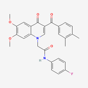 2-[3-(3,4-dimethylbenzoyl)-6,7-dimethoxy-4-oxo-1,4-dihydroquinolin-1-yl]-N-(4-fluorophenyl)acetamide