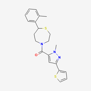 (1-methyl-3-(thiophen-2-yl)-1H-pyrazol-5-yl)(7-(o-tolyl)-1,4-thiazepan-4-yl)methanone
