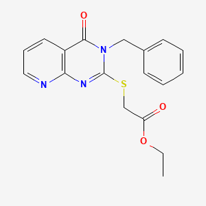 molecular formula C18H17N3O3S B2764905 ethyl 2-({3-benzyl-4-oxo-3H,4H-pyrido[2,3-d]pyrimidin-2-yl}sulfanyl)acetate CAS No. 902910-01-4