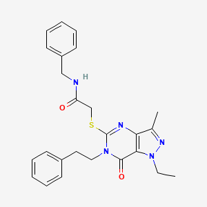 N-benzyl-2-{[1-ethyl-3-methyl-7-oxo-6-(2-phenylethyl)-1H,6H,7H-pyrazolo[4,3-d]pyrimidin-5-yl]sulfanyl}acetamide