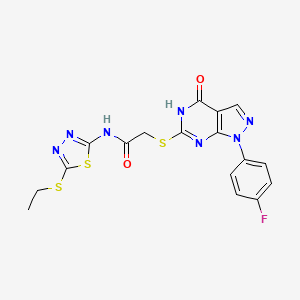 N-(5-ethylsulfanyl-1,3,4-thiadiazol-2-yl)-2-[[1-(4-fluorophenyl)-4-oxo-2H-pyrazolo[3,4-d]pyrimidin-6-yl]sulfanyl]acetamide
