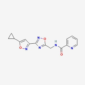 molecular formula C15H13N5O3 B2764918 N-((3-(5-cyclopropylisoxazol-3-yl)-1,2,4-oxadiazol-5-yl)methyl)picolinamide CAS No. 1903885-98-2